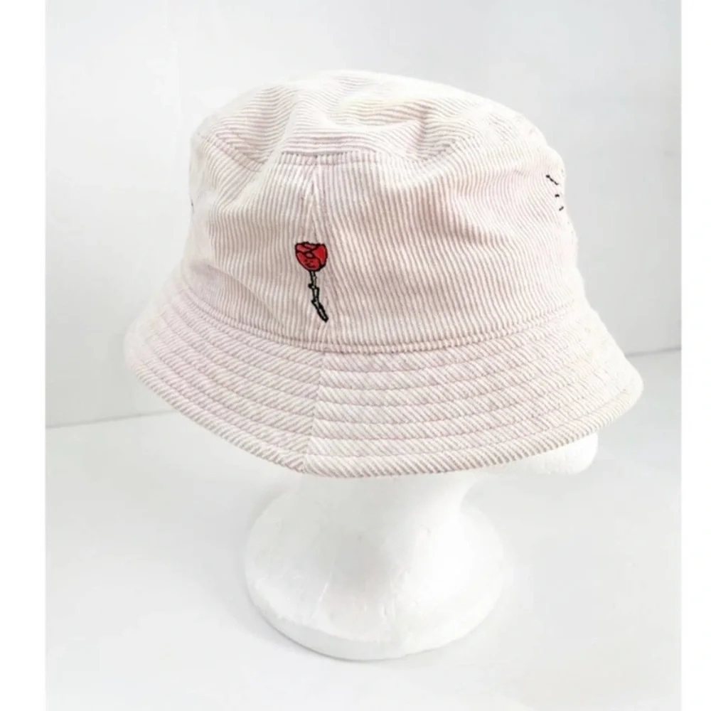 A LAB Pink corduroy Bucket Hat with Embroidery